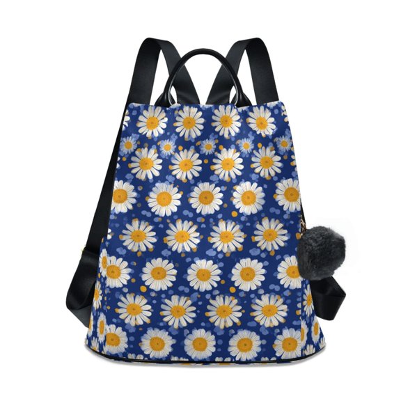 FORMRS Women's Travel Backpack Purse Anti-Theft Hidden Pockets Casual Shoulder Bag, Elegant Daisy Pattern