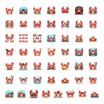LUUFILx 50pcs Cool Cartoon Crab Stickers Beach Themed Animal Decals Stationery Laptop Water Bottle Phone Tablet Bicycle Stickers Set