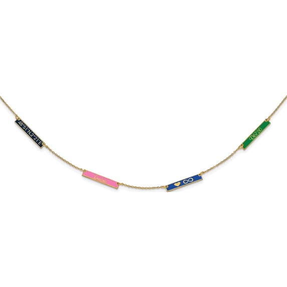 Custom Personalized Sterling Silver/Gold-plated Brushed Enameled 4 Station Necklace SS/Gold Plated: Jewelry by Sweet Pea - Made in USA