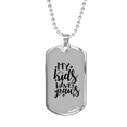 thumbnail image 1 of My Kids Have Paws Necklace Stainless Steel or 18k Gold Dog Tag 24" Chain, 1 of 8