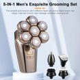 thumbnail image 4 of For Electric Bald Shaver for Men 7 Floating Heads Beard  Hair Clipper Facial Cleaner Massager Nose Trimmer IPX7 Fully Washable USB Rechargeable LCD Digital Display, 4 of 7