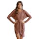 thumbnail image 1 of Vestidos midi de punto tipo gofre con cuello redondo y cintura imperio de manga larga para mujer (Magenta), 1 of 5