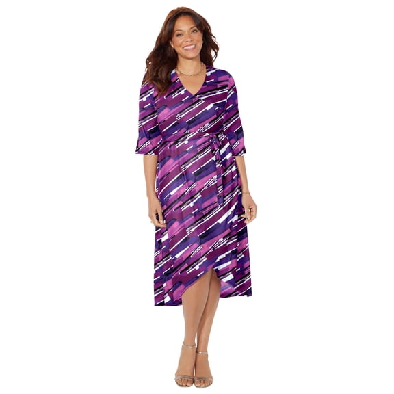 Catherines Women's Plus Size Easy Faux Wrap Dress