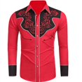 thumbnail image 1 of Camisa vaquera tribal occidental para hombre con solapa abotonada, nueva tendencia de moda, material suave, cómodo y saludable, talla grande, 1 of 6