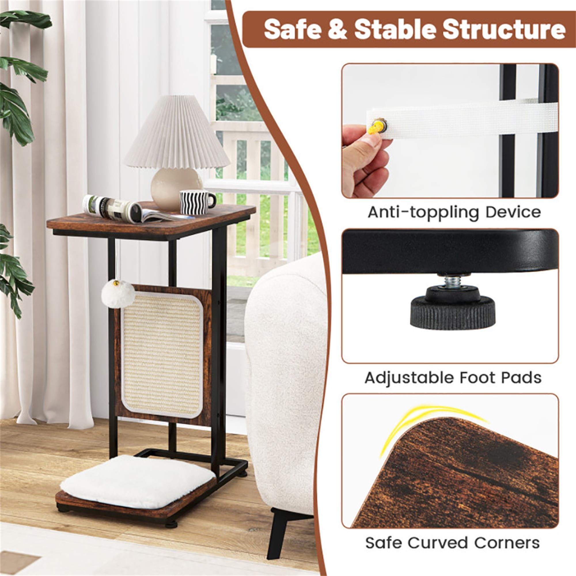 Kadyn 25" Cat Scratcher Furniture Side Table, Cat Scratching Tree with Scratching Board Prevents Furniture Damage, Brown