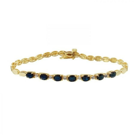 Foreli 3.11CTW Sapphire And Diamond 14K Yellow Gold Bracelet