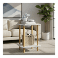 thumbnail image 2 of Mesa Centro Minimalista Madera Lateral Doble Repisa 40cm Malubero Blanco, 2 of 5