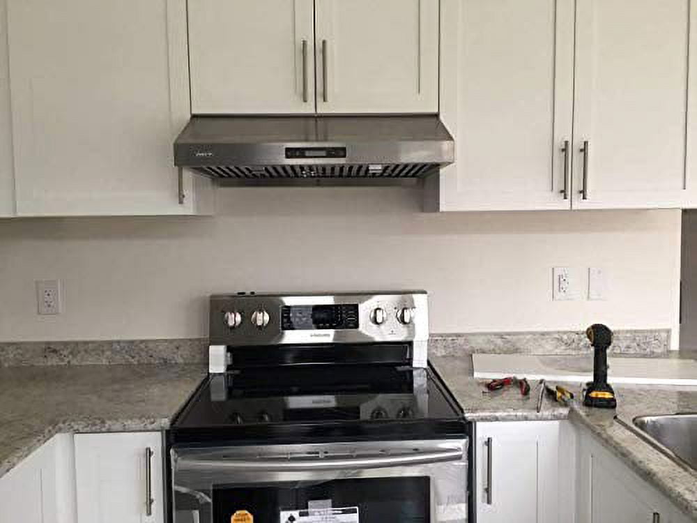 Atlanta 860CFM 30'' Stainless Steel Under Cabinet Range Hood With Dual Motor, 6 Levels Of Speed, Touch Screen, GU10 LED Lights, Baffle Filters, And Oil Tray