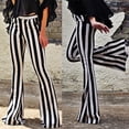 thumbnail image 2 of Striped Flare Pants for Women Slim Fit Boho Yoga Dance Pants High Waisted Stretchy Trousers Comfy Thin Breathable Clothes White L, 2 of 8