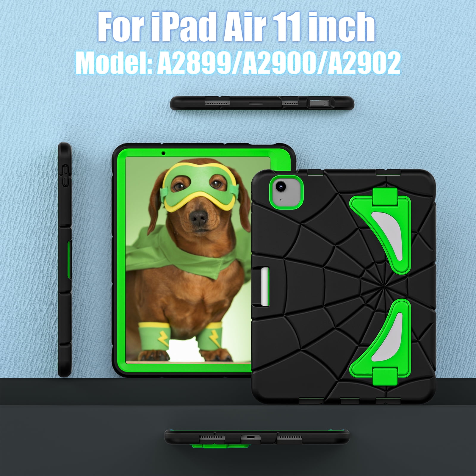 Allytechgroup iPad Air 11 Inch 2026 2025 2024 Case, Cute Stylish Design Kids Friendly Rugged Kickstand Lightweight Silicone PC Case with Pencil Holder for Apple iPad Air 11 Inch M4 M3 M2