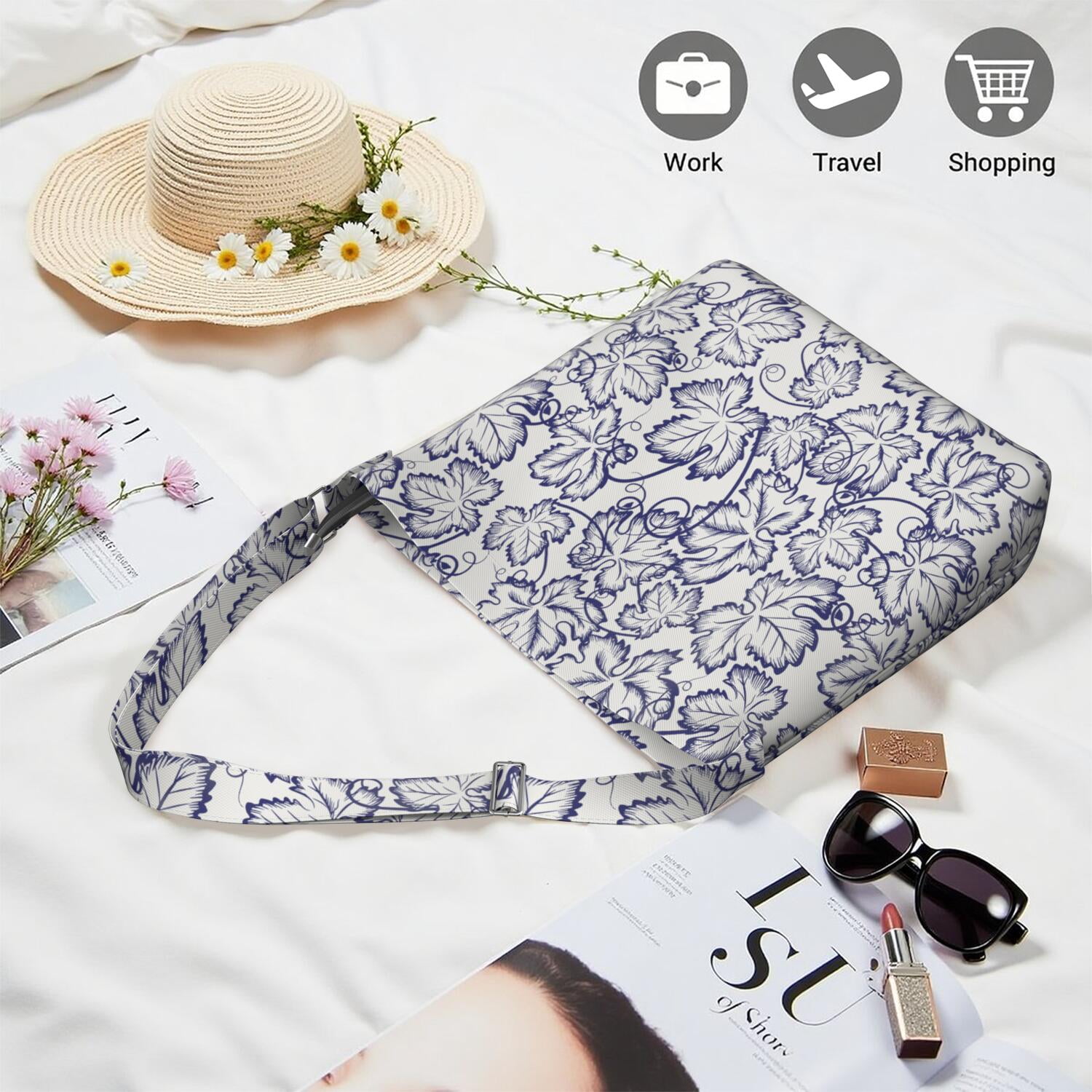 Sunflower and Peony Pattern Crossbody | Spacious Casual Purse | Fashionable for Young Women