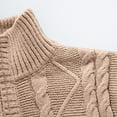 thumbnail image 5 of Men's Sweater Long Sleeve Quarter Zip Stand Neck Solid Cable Knit Pullover Top Khaki 2XL, 5 of 7