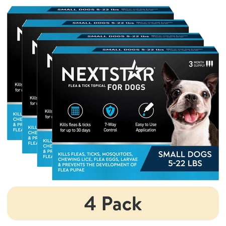 (4 pack) NEXTSTAR Flea & Tick Topical Prevention for Dogs 5-22 lbs, 3-Month Supply