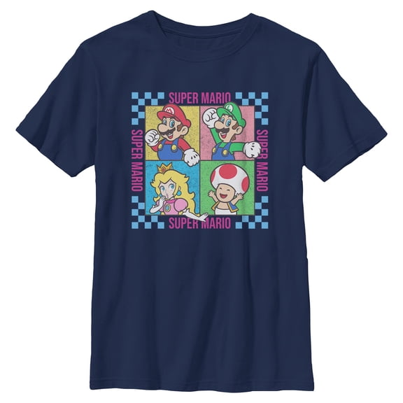 Boys Nintendo Distressed Mario and Friends Squares T Shirt