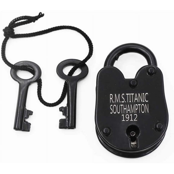 RII Iron RMS Titanic Model Padlock, Iron Jailer Lock and Keys,Antique Fully Functioning Cast Iron Lock, Old Trunk Lock 3 Inches