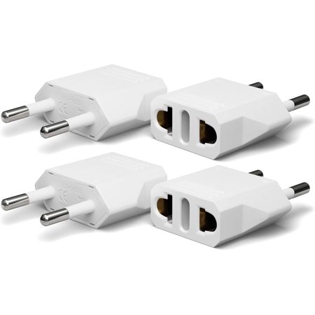 4 Pack European Travel Plug Adapter, US to Europe Adapter Type C Outlet Converter America USA Italy Spain Germany France EU, Power Plug, White