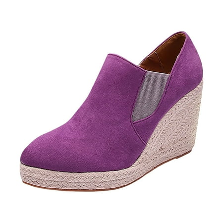 QYZEU Closed Toe Flats for Women Shoes for Women Casual Women Casual Printed Fashionable Flat Large Size Flock Casual Shoes Lady Shoe Walking Lightweight Shoes Purple 42