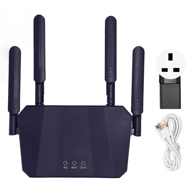 Enrutador inalámbrico 4G LTE, punto de acceso WiFi móvil profesional de alta velocidad de 300Mbps con ranura para tarjeta SIM para oficina en casa, enchufe de 100-240V para Reino Unido