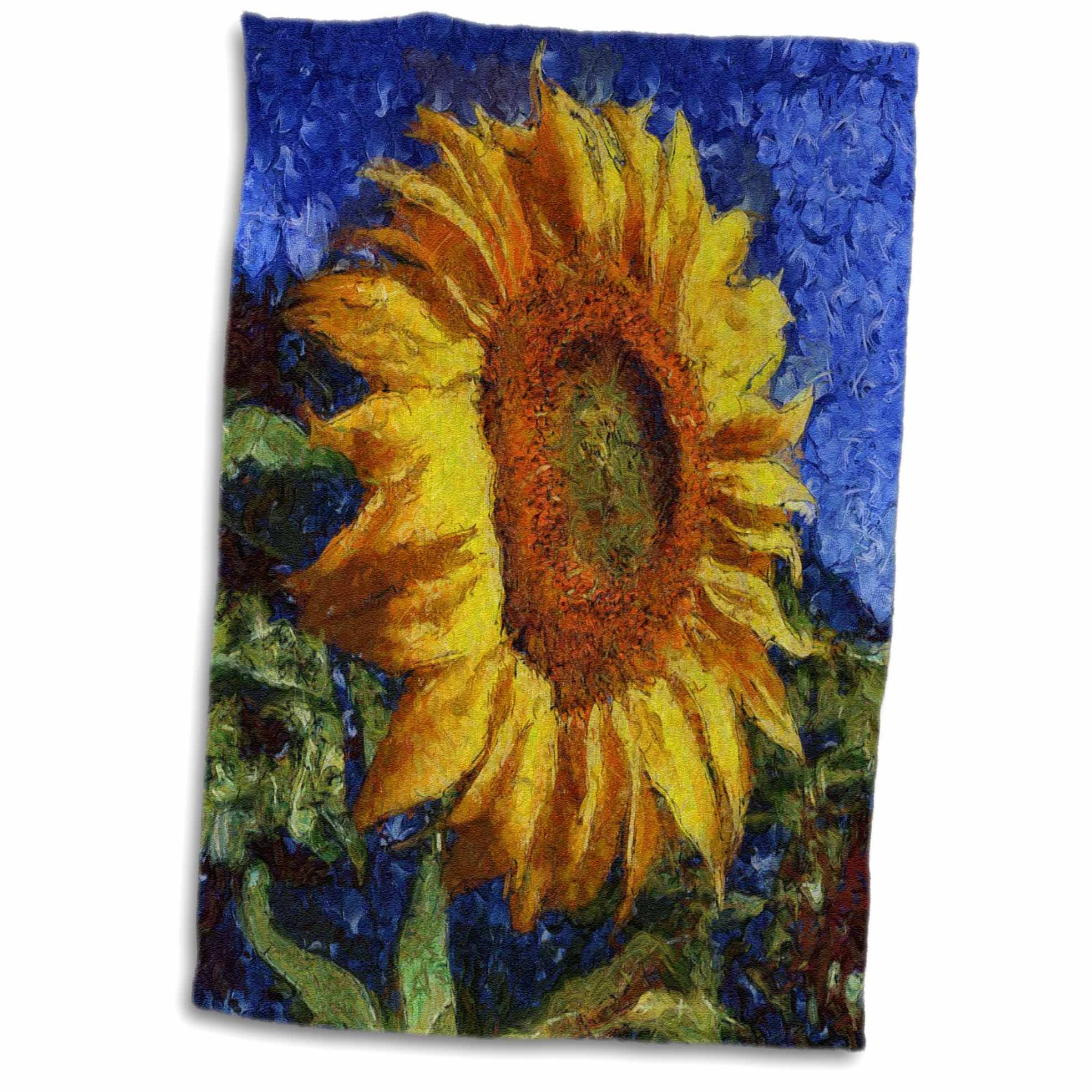 3drose Sunflower In Van Gogh Style Towel 15 By 22 Inch Walmart Com Walmart Com