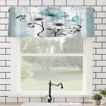 Remain Unique Butterfly and Floral Print Rod Pocket Polyester Curtain Valance for Home Kitchen Bedroom Living Room Window Decor 54x18 inch