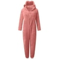 thumbnail image 3 of OYXSER Girls Fleece Jumpsuit Pajamas Machine Washable No Fade Fabric Everyday Nightwear for Home Lounge Wear, Pink 2-3T, 3 of 3