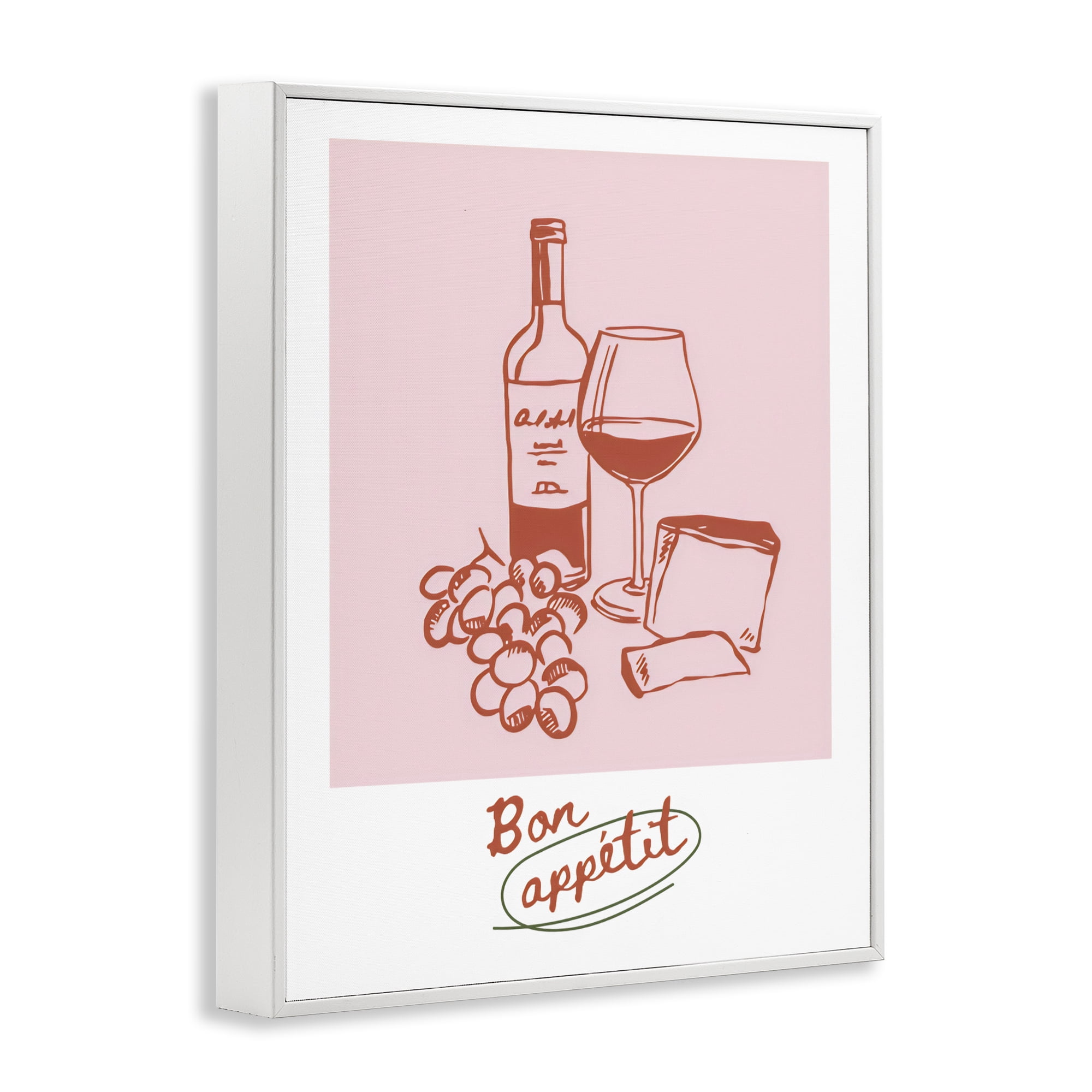 Stupell Industries Bon Appetit Wine & Grapes White Framed Giclee Art, design by The Prints Vibe