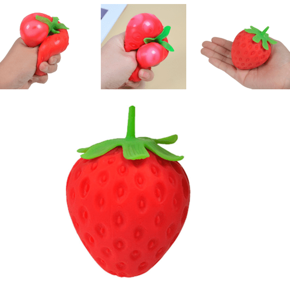 Strawberry Squeeze Toys, Relieve Stress Balls, Fidget Silicone Sensory Toys, Sensory Squeeze Stress Relief Toys for All Ages, Easter Gifts A