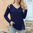 thumbnail image 4 of Xuyuer Summer Versatile Hollow-Out Long Sleeve Tee - Women's Solid Color V-Neck Casual Top, Breathable and Comfortable for Daily Outings, Friend Gatherings, and Easy Affordable Fashion Style, 4 of 7