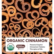 Healths Harmony 1000mg Ceylon Cinnamon Powder, Vegan Organic Cinnamon Supplement, 120 Tablets