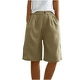 vdgthytj Cotton Linen Dressy Bermuda Shorts Women Plus Size Solid
