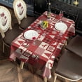 thumbnail image 2 of Red Christmas Patchwork Pattern Rectangle Tablecloth 60"x102",Waterproof Polyester Rectangle Table Cloth, Wipeable Spillproof Polyester Tablecloth for Dining, Camping, Indoor and Outdoor, 2 of 6