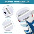 thumbnail image 3 of Yayeee 40oz Double-Wall Insulated Stainless Steel Tumbler with Handle Bottle, Dark Blue Hand Drawn Sailboats, 3 of 8