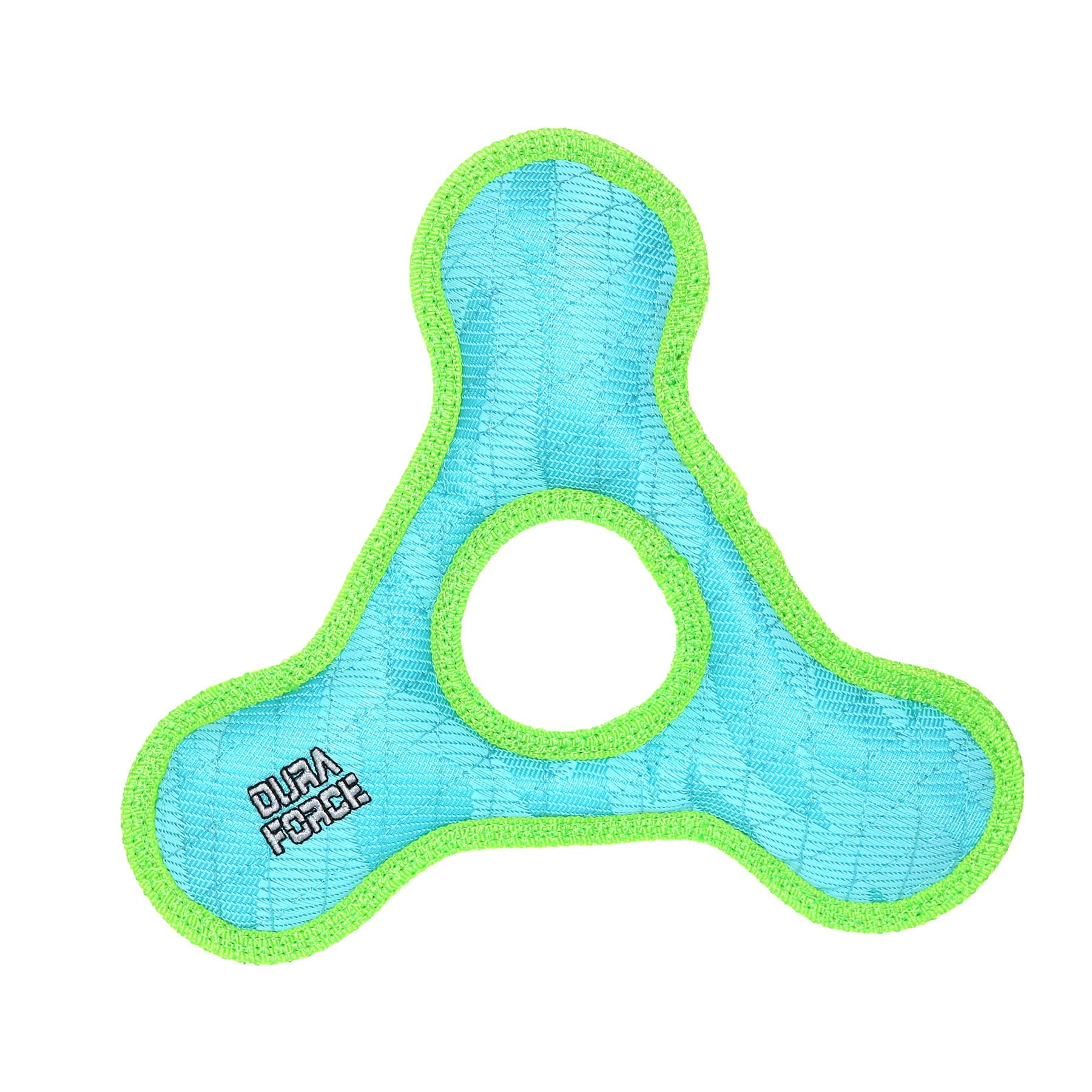 DuraForce TriangleRing Tiger Blue-Green, 2-Pack, Durable Woven Mesh Fiber Squeaky Dog Toy