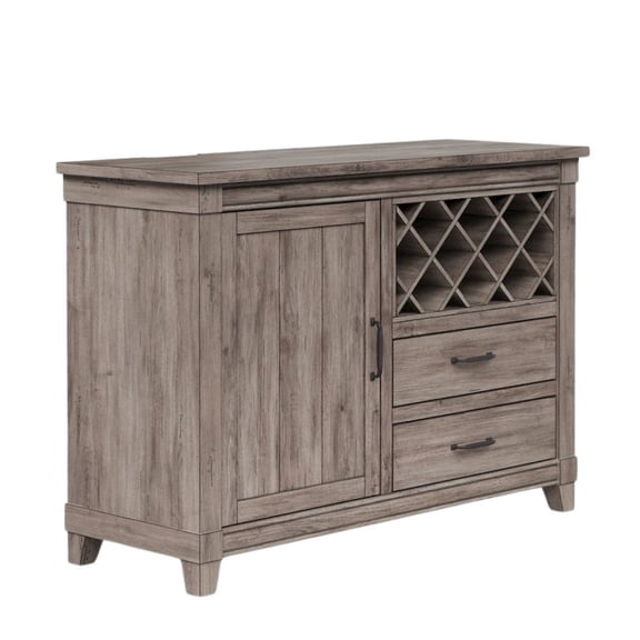 FurniFact Gray Wine Cabinet with Doors – Rustic Bar Cabinet with Bottle Storage