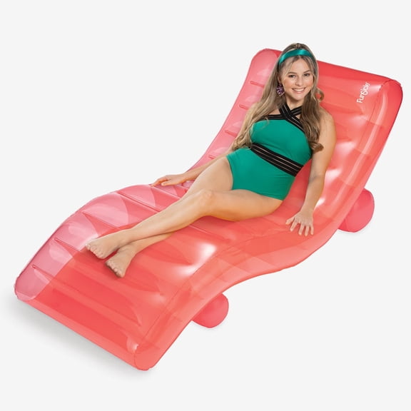 Funsicle FunChaiser Lounge, 5.6ft Inflatable Floating Lounger, Floating Lounger, Pink, Age 14 and up