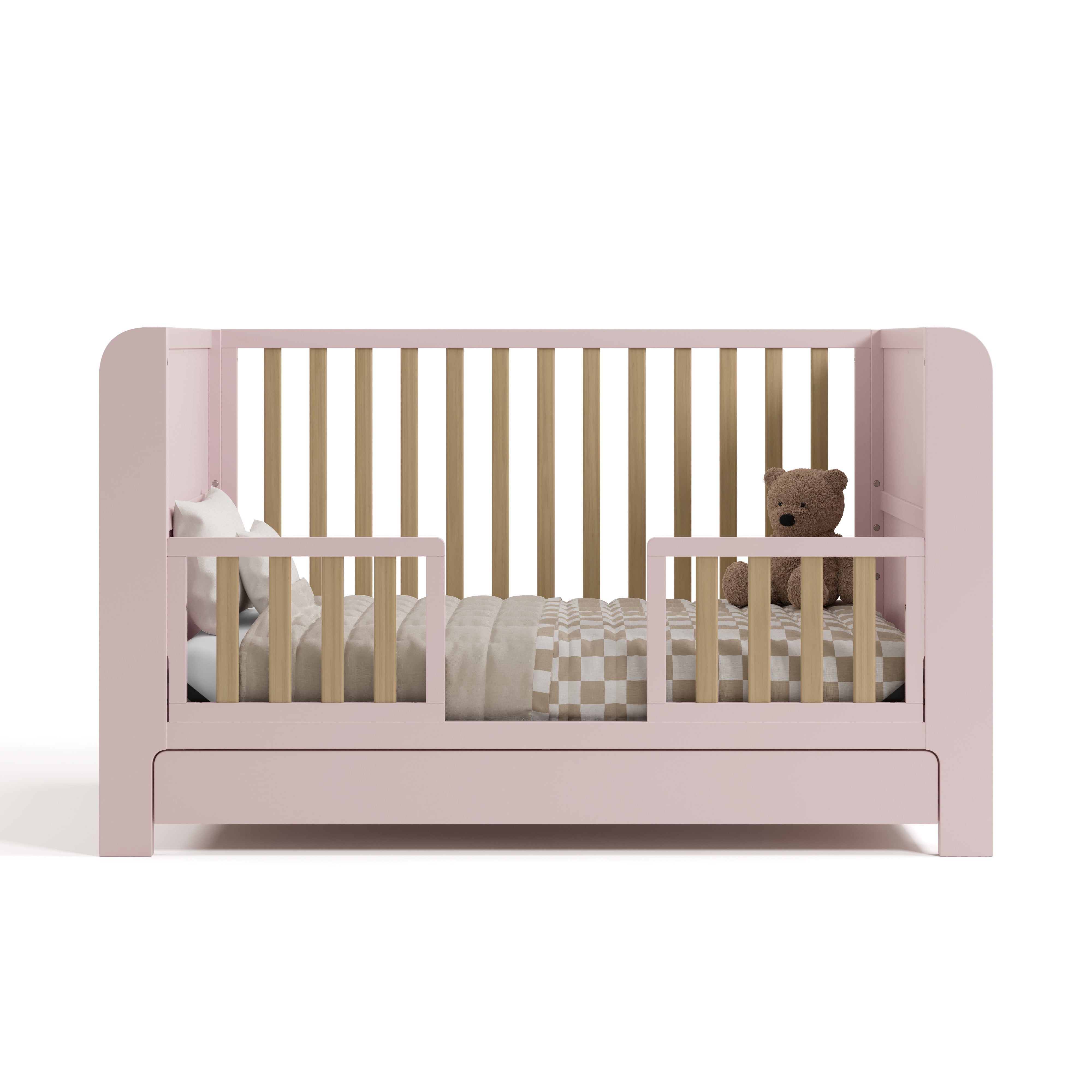 Graco Read-with-Me 4-in-1 Convertible Baby Crib with Drawer, Blush with Driftwood