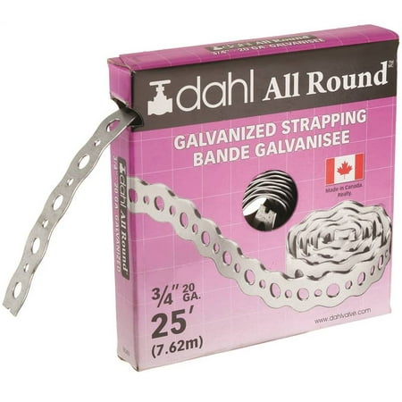 - DAHL 9040 Pipe Strap, 210 lb Capacity, 25 ft OAL, 3/4 in OAW, Galvanized Steel