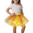 thumbnail image 2 of ZHOGXU Big Kids Girls Skirt Elastic Waist Color Block Comfortable Stylish Mesh Tutu Skirts With Lights For Carnival Party And Daily Wear Yellow One Size, 2 of 4