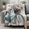 thumbnail image 2 of Bicycles Blanket Soft Cozy Warm Throw Blanket for Couch, Plush Fuzzy Flannel Fleece Blankets for Sofa, Country Vehicle Botanical Flowers Wooden Plank Bed Blankets Lightweight Gifts for Women, 40"x50", 2 of 9