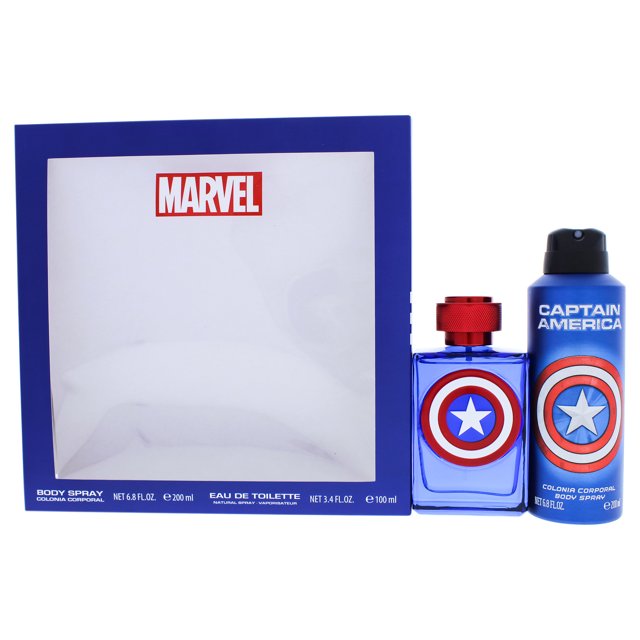 Perfume EDT de 3.4oz, Perfume corporal de 6.8oz Marvel Marvel Captain America Perfume EDT de 3.4oz, Perfume corporal de 6.8oz Niños 2Pc Set
