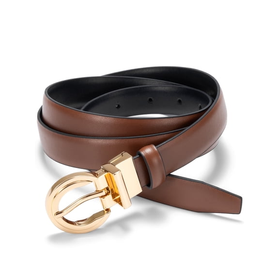 Vorliqent Womens Belts Reversible Leather Belts for Women Black Brown Belt for Jeans Dresses One Belt Reverse Two Side