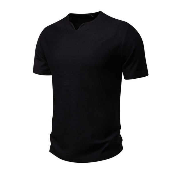 pstuiky camiseta de hombre, Camiseta básica de manga corta con cuello vuelto para hombre, color liso y musculoso ropa de hombre m