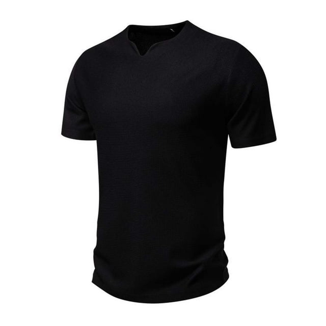 pstuiky Camisas casuales de manga corta para hombre, Camiseta básica de manga corta con cuello vuelto para hombre, color liso y musculoso camisas casuales para hombre l