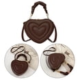 thumbnail image 1 of Bolso cruzado con forma de corazón, elegante bolso de Color puro, bolso de hombro ajustable encantador, bolso de mensajero para niñas, regalo para muj Marrón, 1 of 8