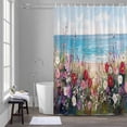 thumbnail image 5 of Spring Flower Bathroom Shower Curtain, Oil Painting Colorful Floral Boat Ocean Vintage Waterproof Washable Soft Bath Curtain for Bathtub Decor with 12 Hooks&Grommet, 60x72 Inch, 5 of 9