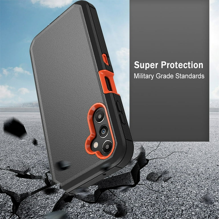 NIFFPD Samsung A14 5G Case, Galaxy A14 5G Case, Shockproof Drop protection  Phone Case for Samsung Galaxy A14 5G Black&Orange 