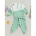 thumbnail image 3 of GXFC Little Boys Fall Tracksuit Outfits Clothes 6M 1T 2T 3T 4T 5T Kids Boys Long Sleeve Half Zipper Contrast Color Sweatshirt and Elastic Waistband LoCasual Autumn Clothing for Children Boys, 3 of 8