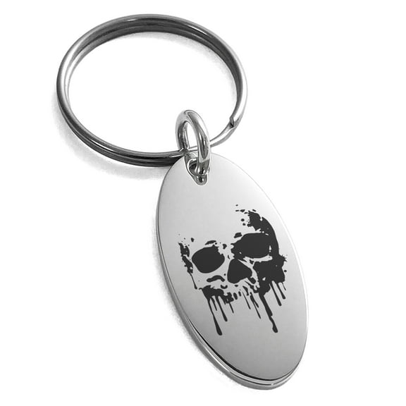 Stainless Steel Hades Greek God of Underworld Engraved Small Oval Charm Keychain Keyring