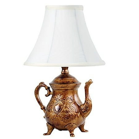 - Vintage Brushed Bronze Teapot Lamp with Shade