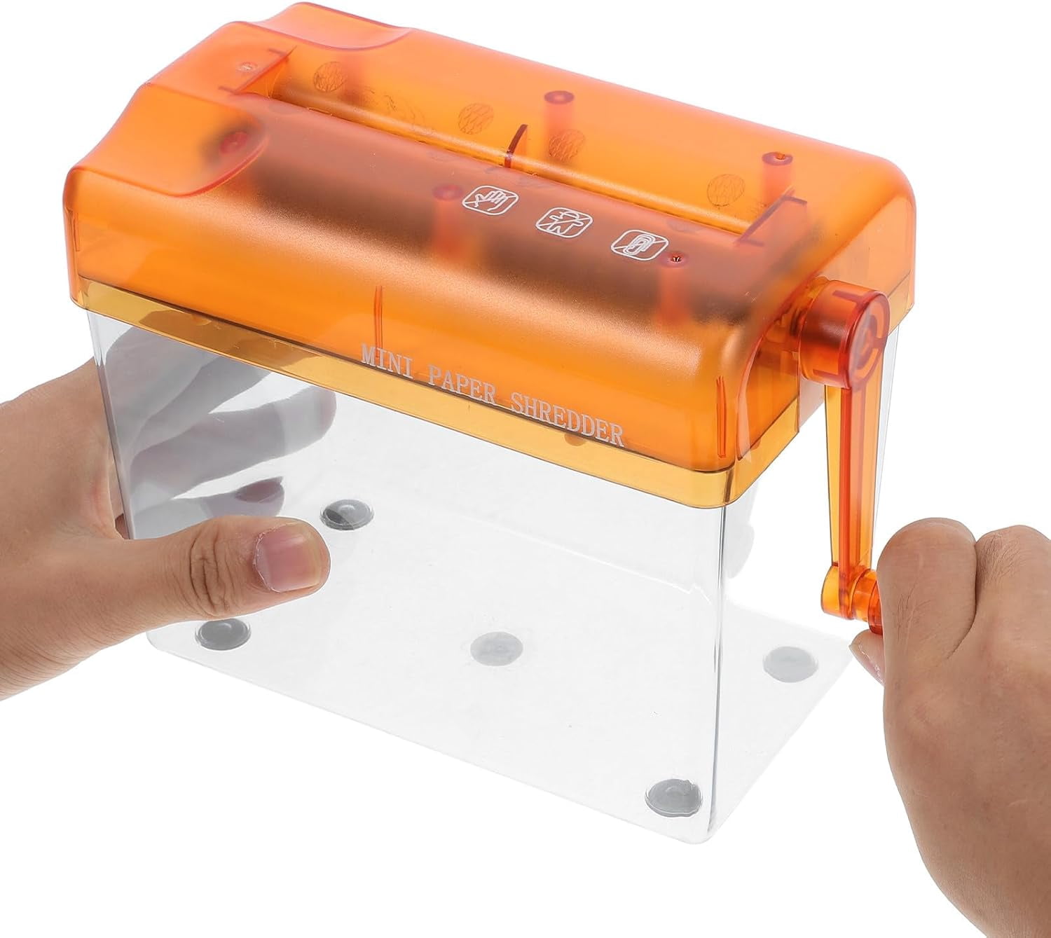 Mini Manual Handheld Paper Shredder, Orange Portable Document Cutter for Home Office Use, Desktop A6 Paper Cutting Tool for Bills, Notes, and Photos